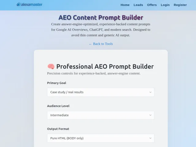 Insights | Thin Content Pages | Alexa Master Aeo Content Builder